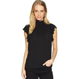 NWT 1.STATE Ruched Neck Ruffle Sleeve Blouse SIze M